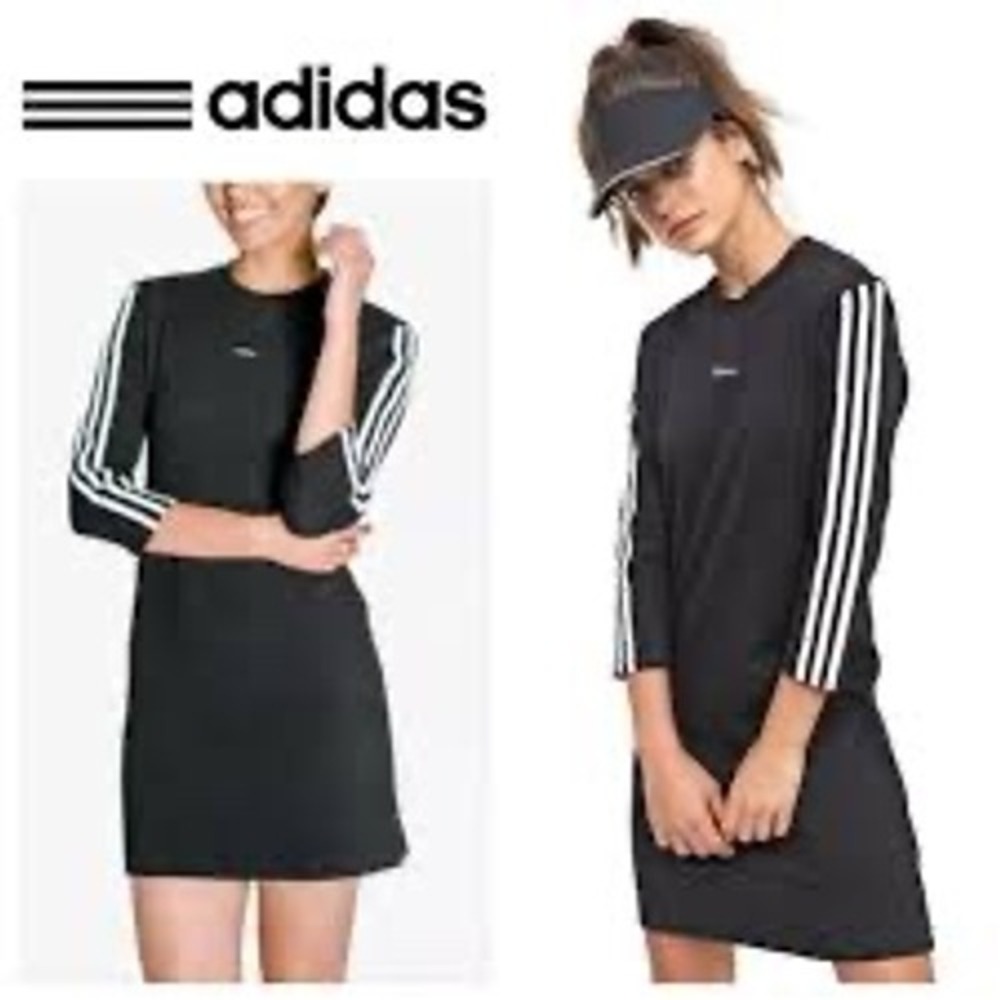 Adidas Black Dress with White Stripes